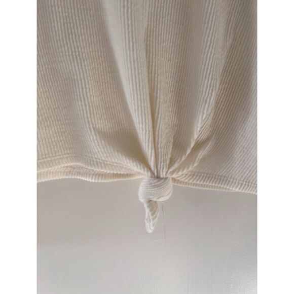 NWOT Madewell Elwood Knot Front Top Cream Ribbed Size Small - Picture 4 of 6